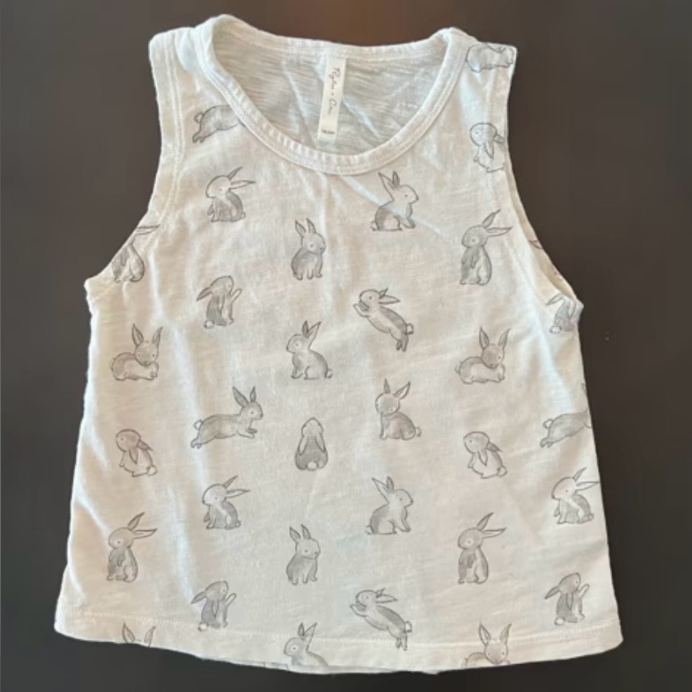 Rylee + Cru Cream Bunny Print Kids Tank Top